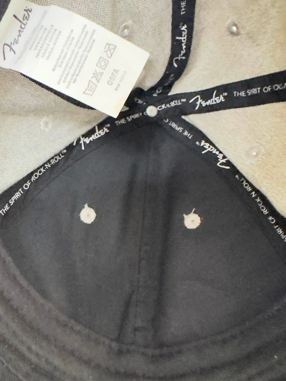 Fender Gray and Black Baseball Cap with White Logo